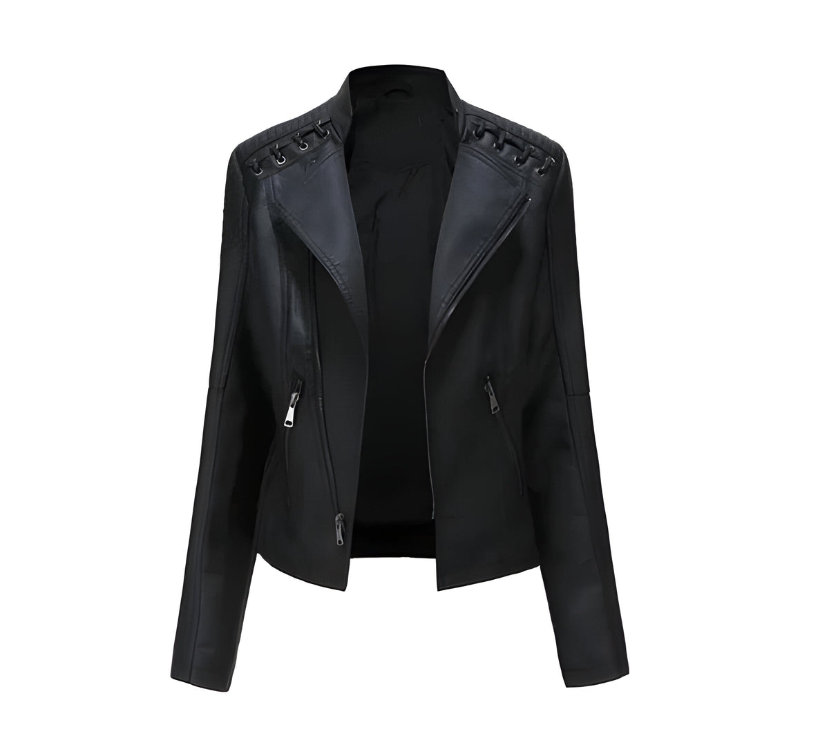 Classic Lambskin Leather Jacket for Women with Full Zip Closure and Pockets