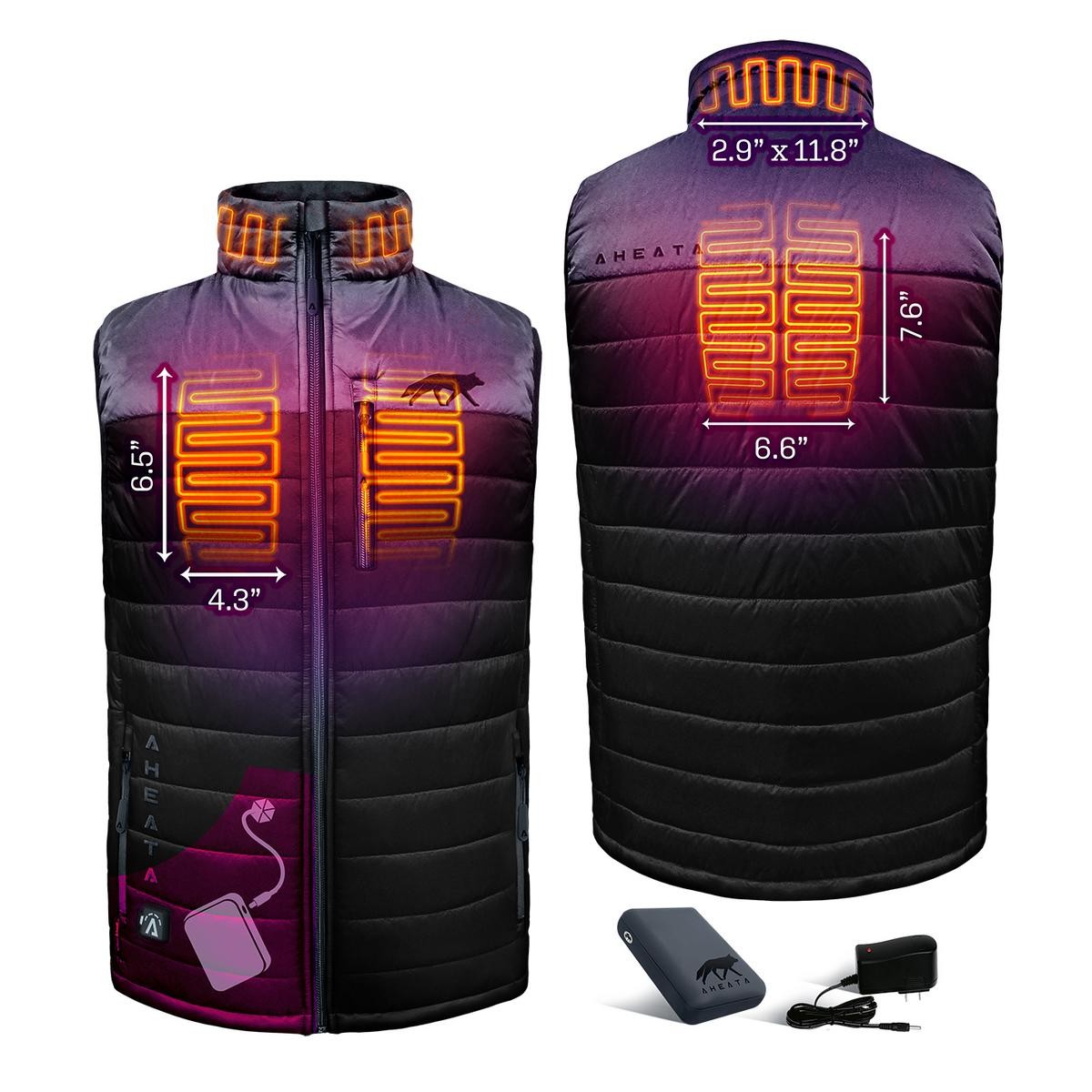Men Electric Heated Puffer Vest with Rechargeable Battery Pack for Winter Outdoor Warmth