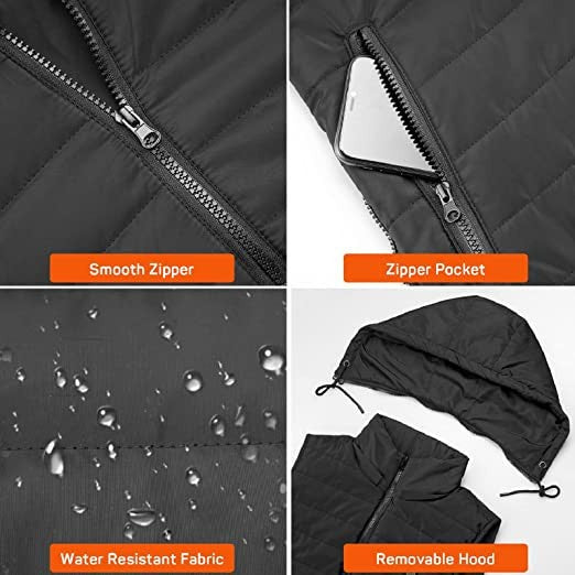 USB Rechargeable Electric Heating Body Warmer with Detachable Hood for Winter