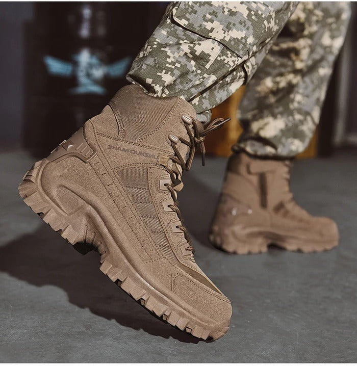 Durable Lace Up High Top Outdoor Combat Boots with Rugged Rubber Soles