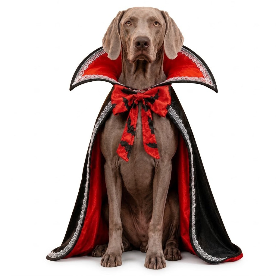 Halloween Vampire Dog Cape, Spooky Pet Costume for Dogs and Halloween Parties