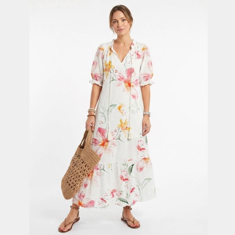 Boho Cover Up Dress, Flowy Casual Dress for Beach Travel and Daily Wear
