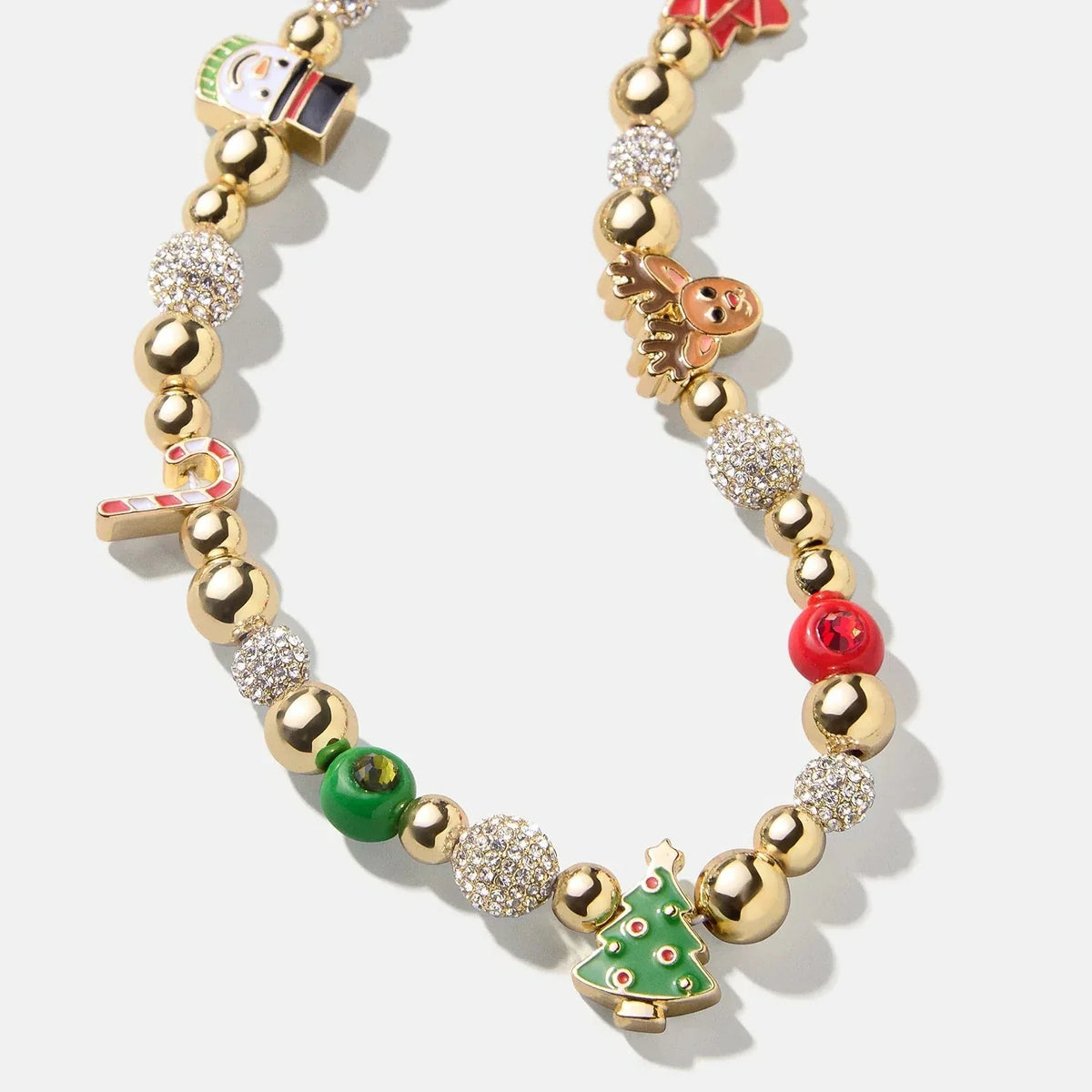 Beaded Necklace with Holiday Charms and Pullover Slip-On Design