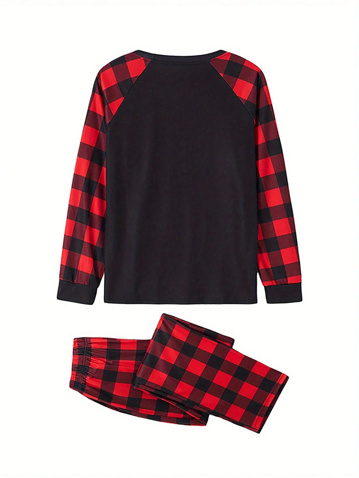 Polyester Pajama Set with Long Sleeves, Side Pockets, and Round Neck