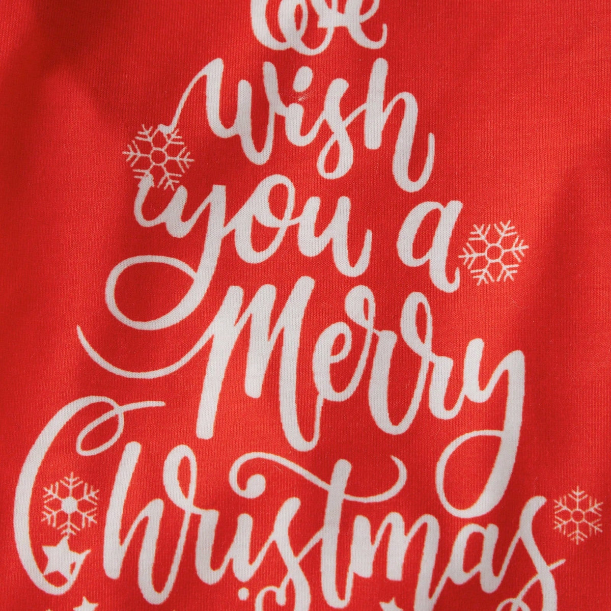 Red Christmas Pajama Set with Long Sleeves and Side Pockets