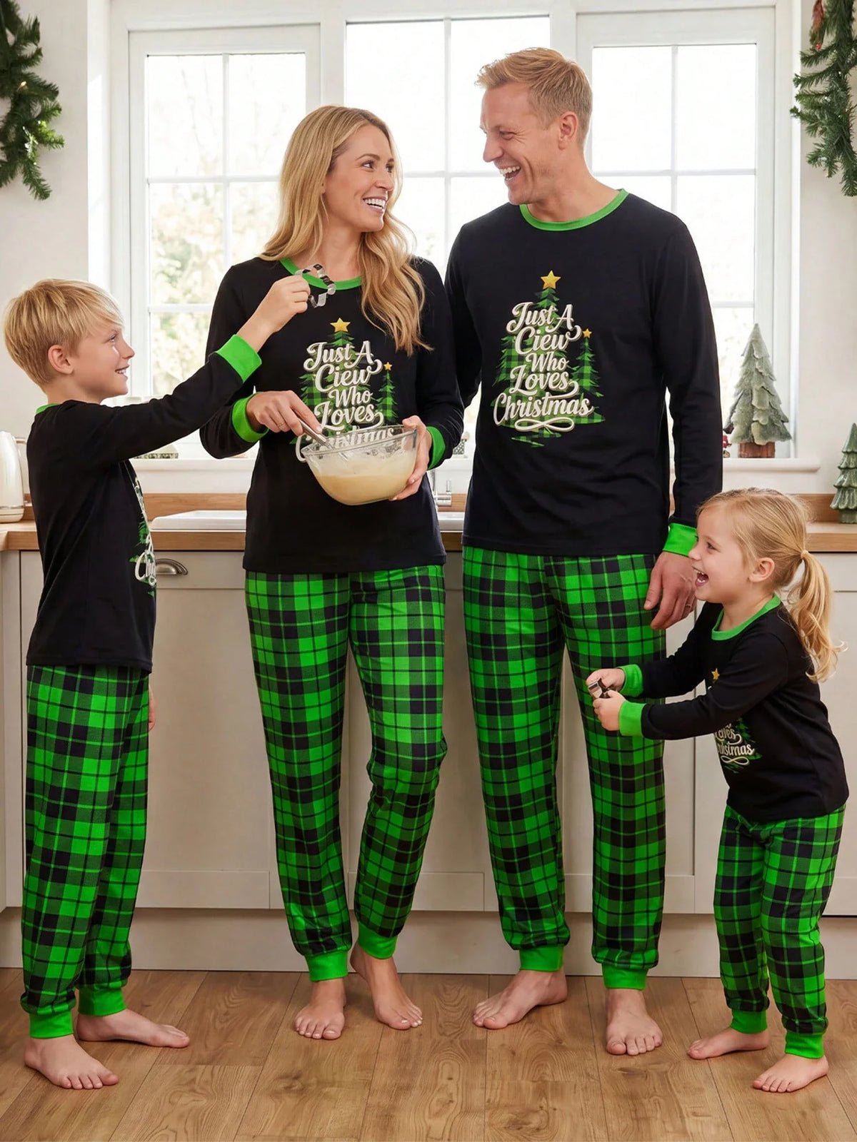 Childrens Plaid Pant Set with Long Sleeve Top and Stretch Cotton Blend