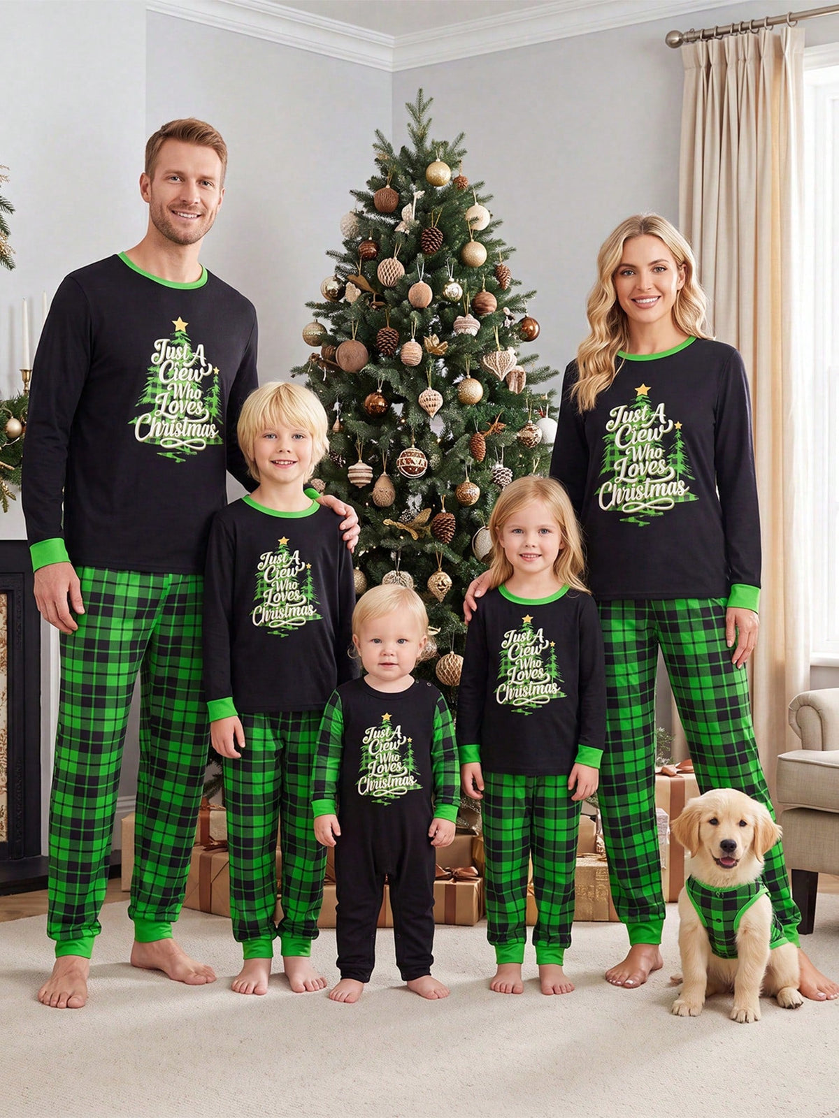 Childrens Plaid Pant Set with Long Sleeve Top and Stretch Cotton Blend