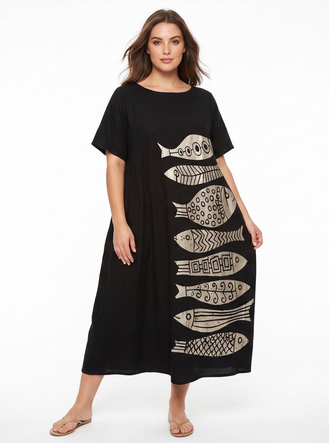 Womens Floral A Line Midi Dress, Short Sleeve Casual Summer Dress
