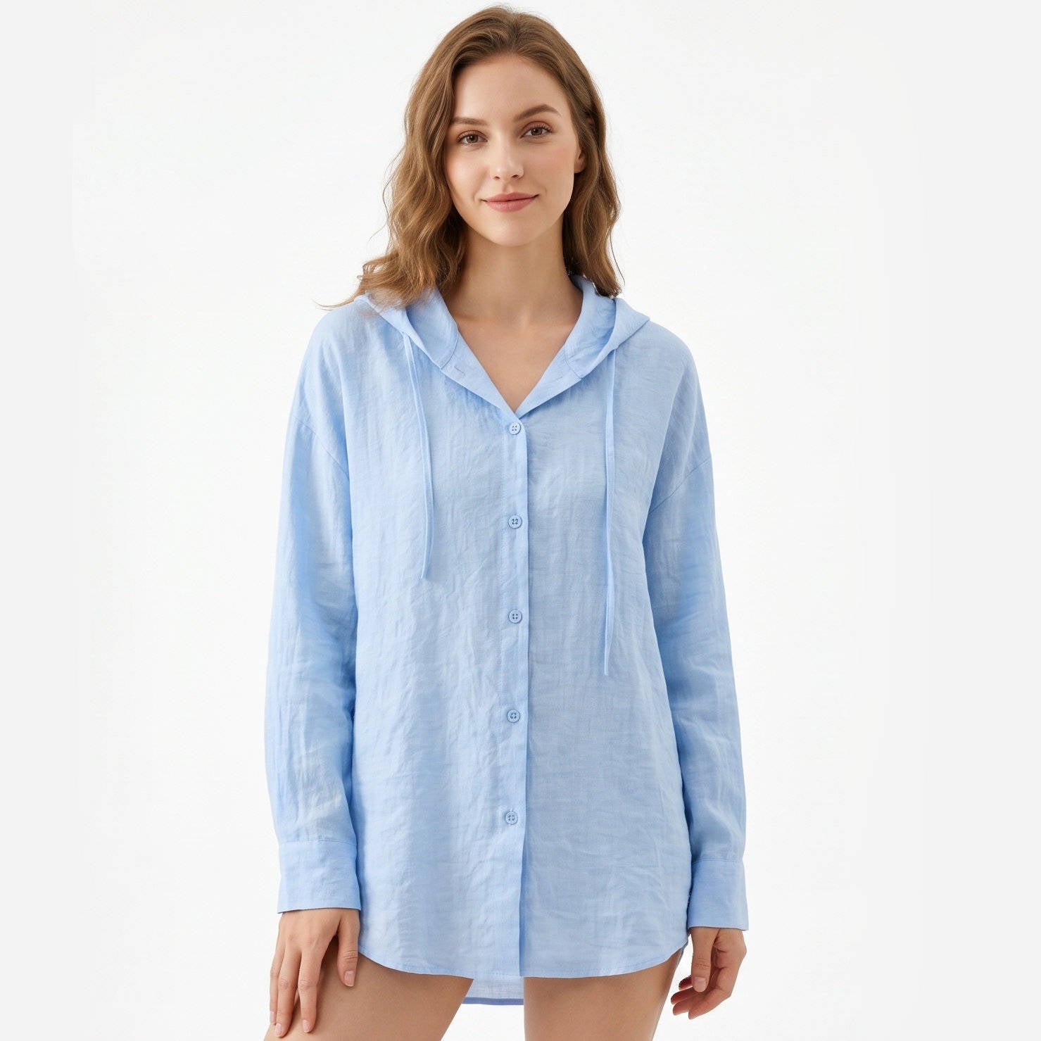 Lightweight Button Hoodie, Casual Hooded Sweatshirt for Daily Comfort and Style