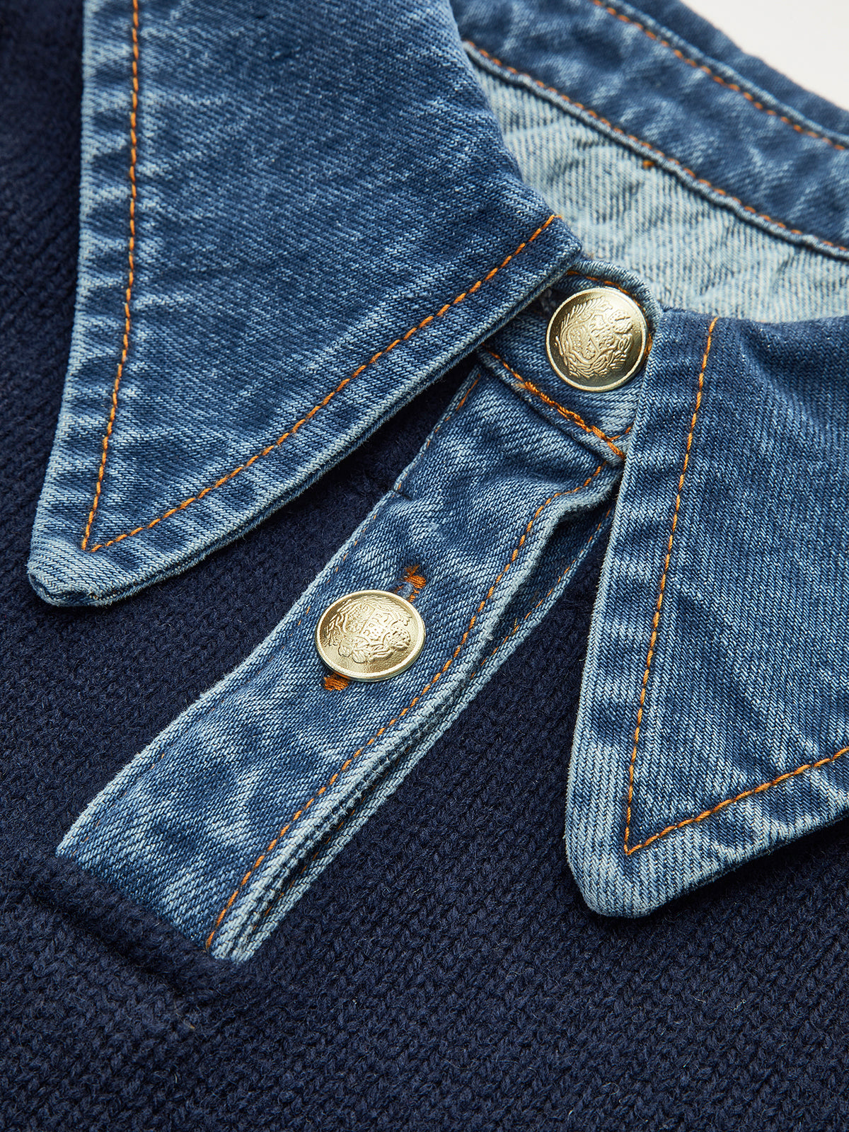 Knit Shift Dress with Button and Metal Accents