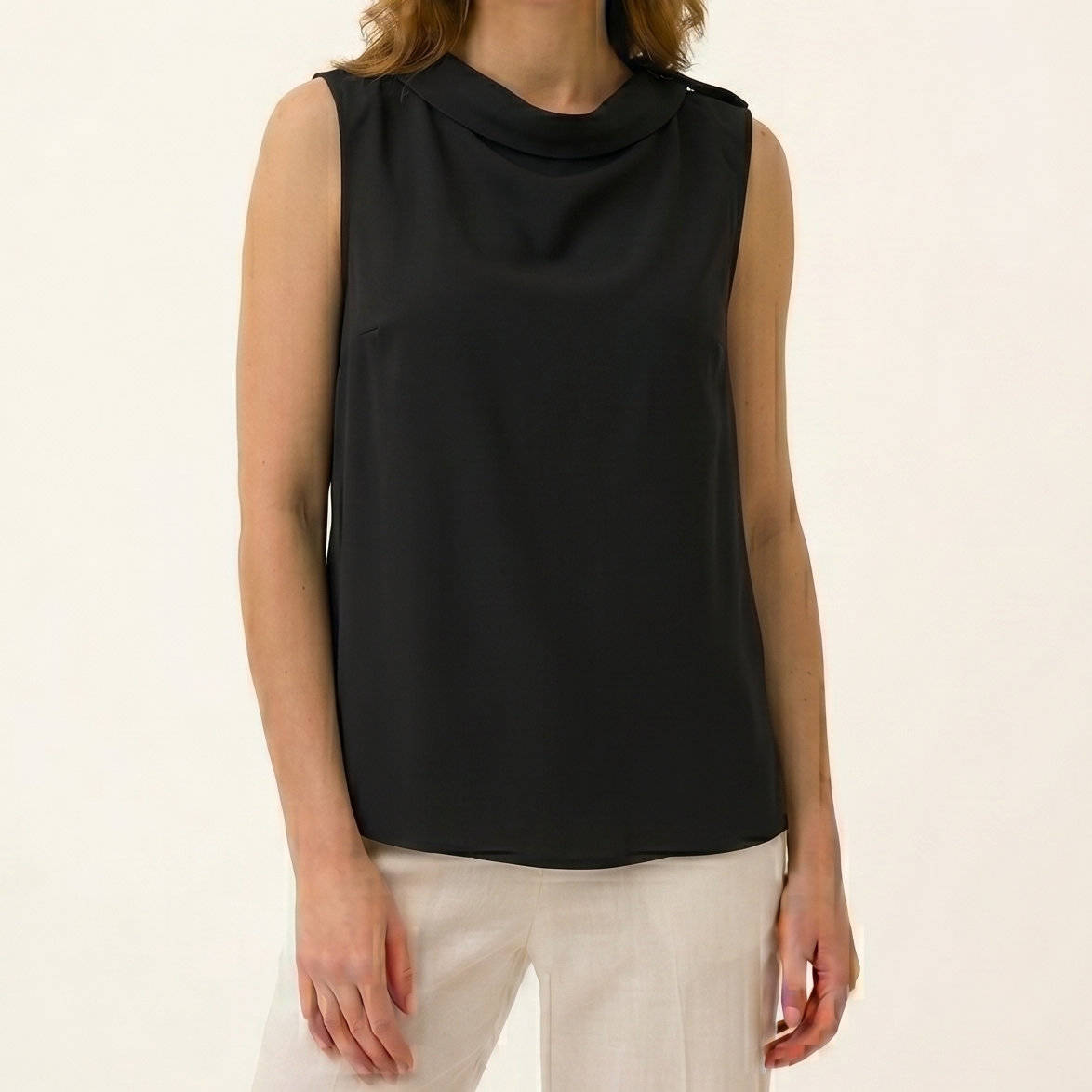 Sleeveless Roll Collar Top, Elegant Casual Women’s Top for Daily Fashion