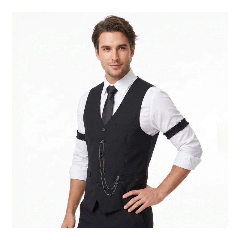 Mens 1920s Gatsby Costume, Roaring 20s Outfit, Vintage Vest and Hat Accessories