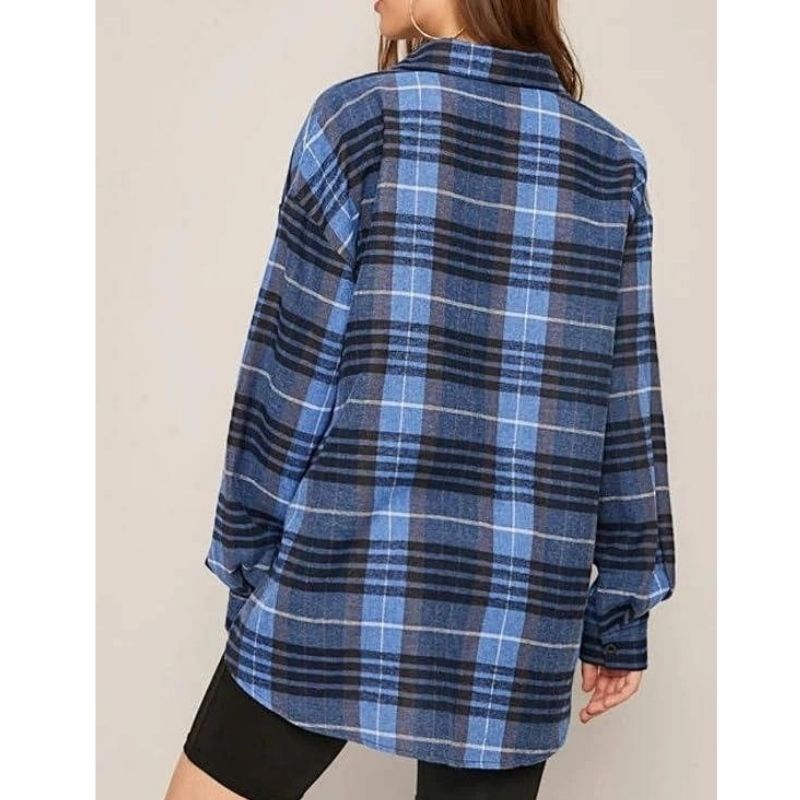 Womens Flannel Plaid Shirts, Oversized Button Down Shirt, Casual Flannel Blouse Top