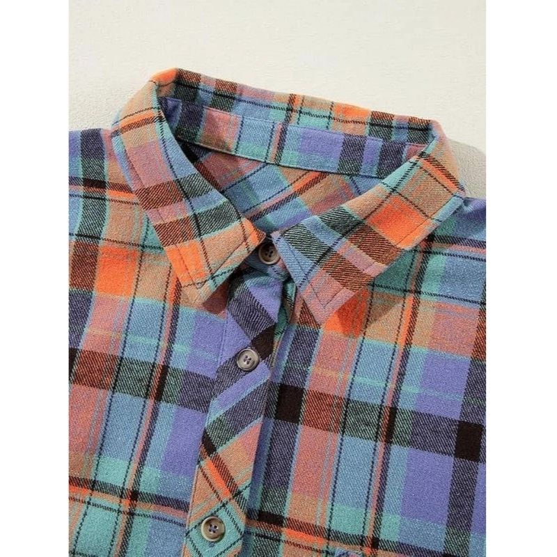 Plaid Flannel Shirts for Women, Buffalo Plaid Oversized Long Sleeve Casual Button Down Blouse Top