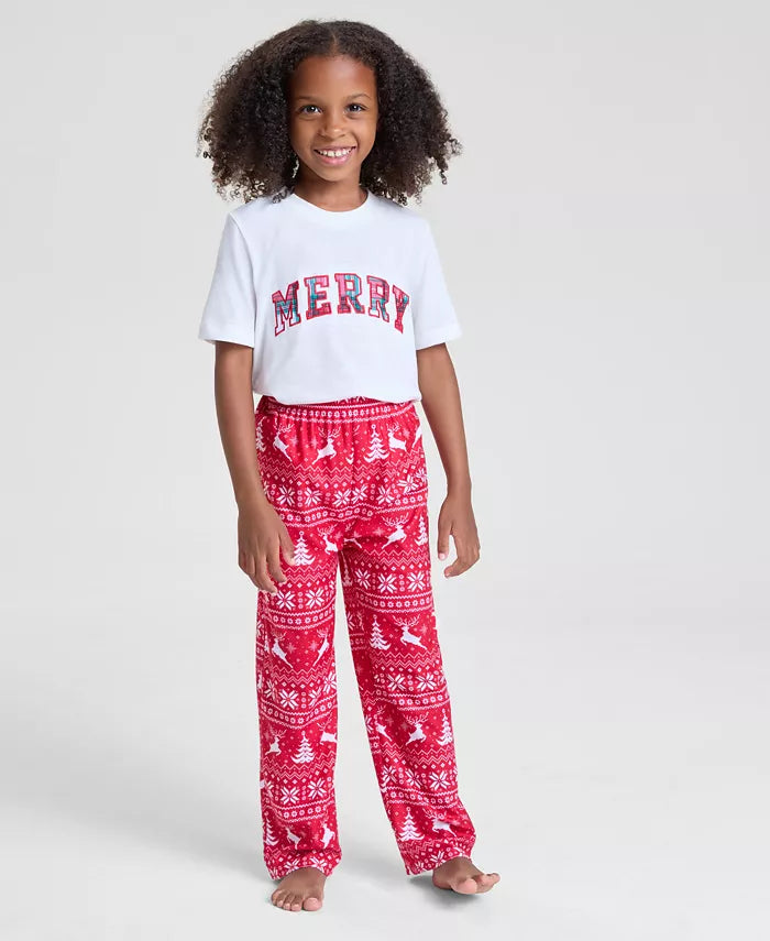 Holiday Pajama Pants for Kids with Elastic Waist and Ankle Length Coverage