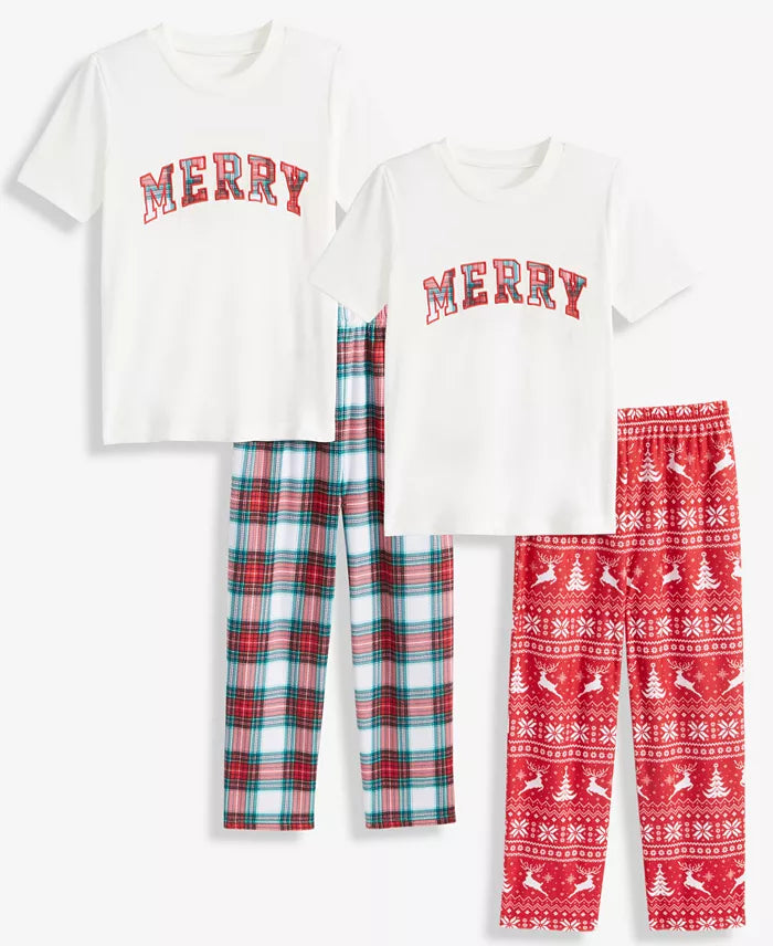 Holiday Pajama Pants for Kids with Elastic Waist and Ankle Length Coverage