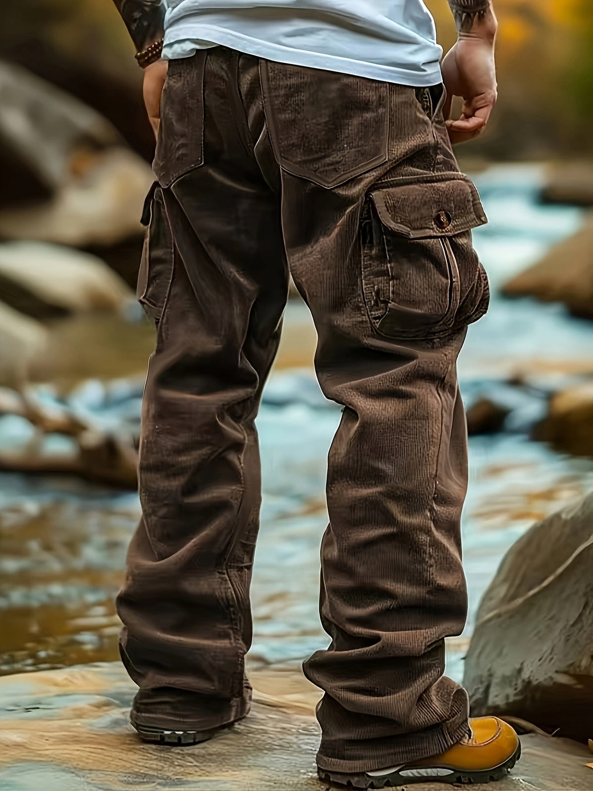 Cargo Pants with Multiple Pockets and Elastic Waistband, Relaxed Fit