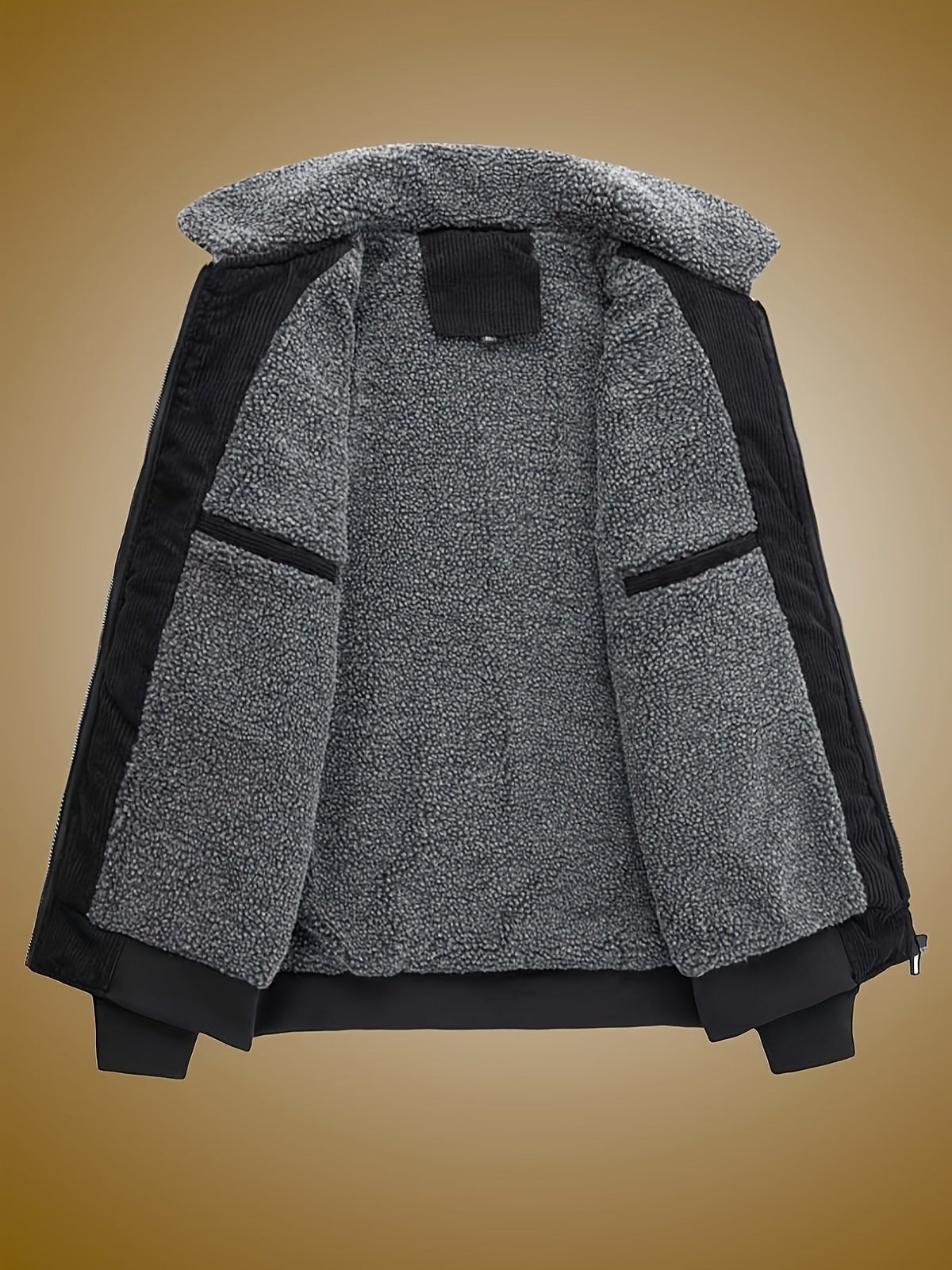 Padded Winter Jacket with Plush Lining and Stand Collar, Relaxed Fit