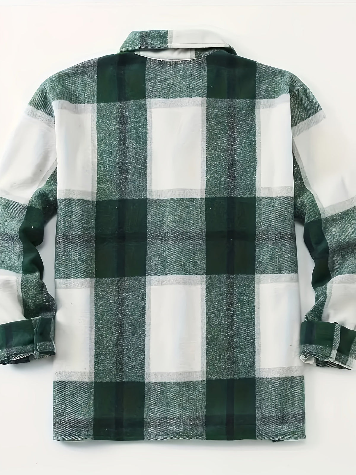Check Pattern Button Front Overshirt with Dual Chest Pockets and Adjustable Cuffs