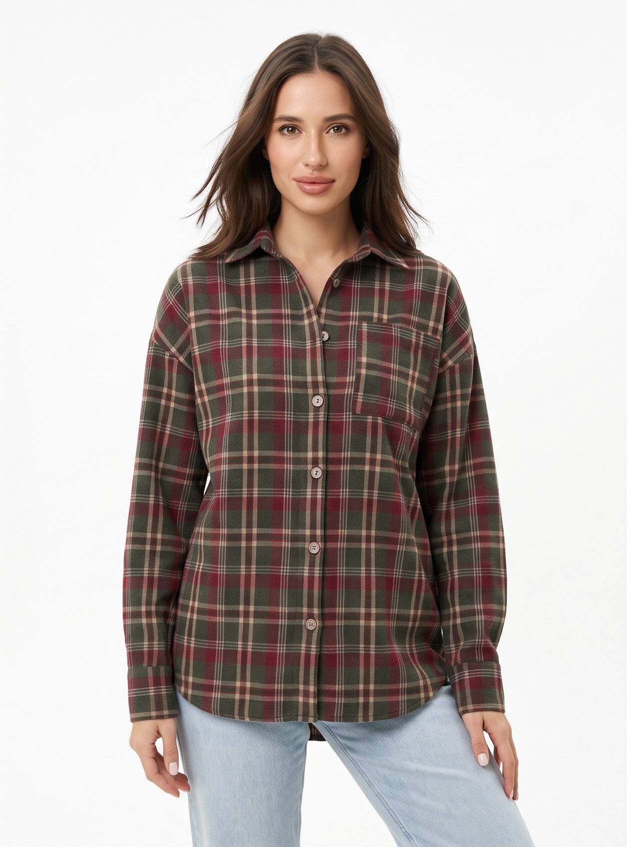 Plaid Flannel Shirts for Women, Buffalo Plaid Shirt, Oversized Long Sleeve Casual Button Down Blouse Top