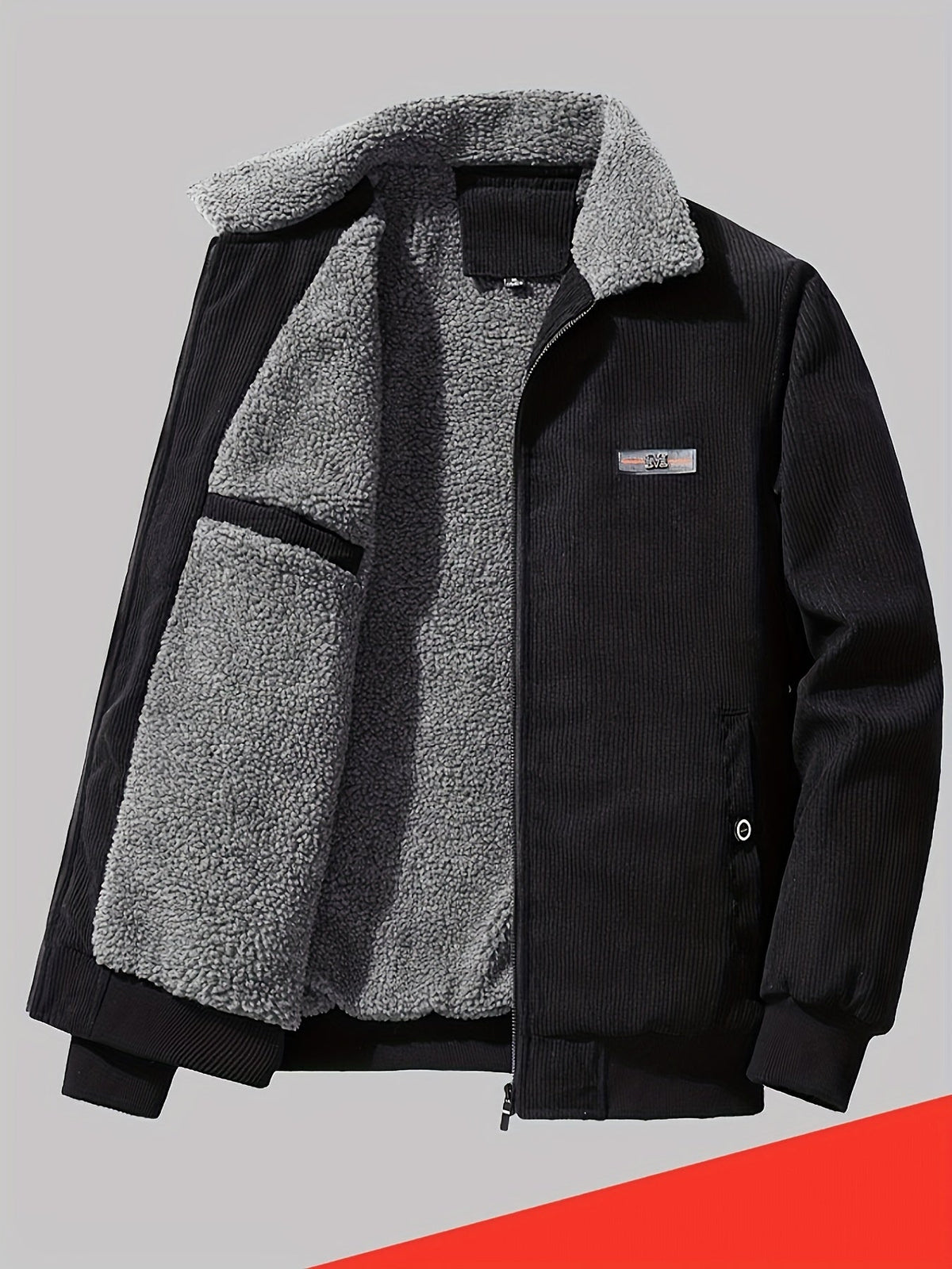 Padded Winter Jacket with Plush Lining and Stand Collar, Relaxed Fit