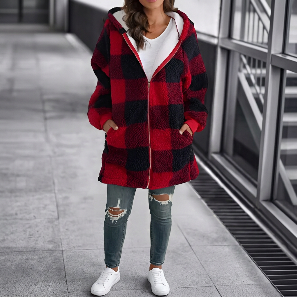 Fleece Hoodie with Loose Fit and Long Sleeves for Women