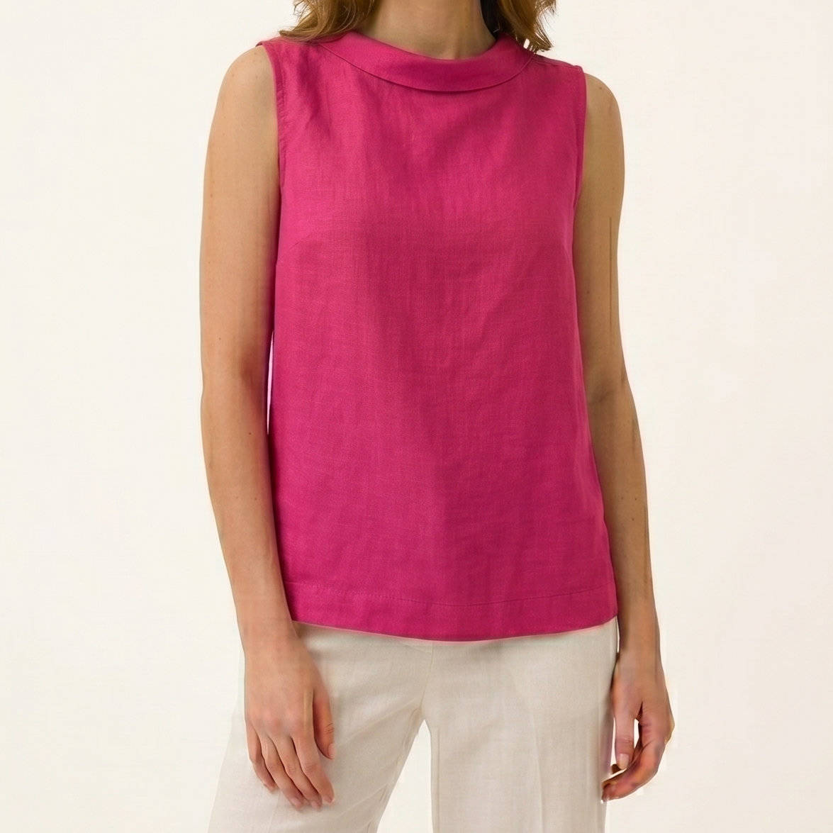 Sleeveless Roll Collar Top, Elegant Casual Women’s Top for Daily Fashion