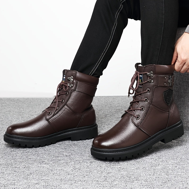 Insulated High Top Boots with Deep Tread Sole and Ankle Support for Winter