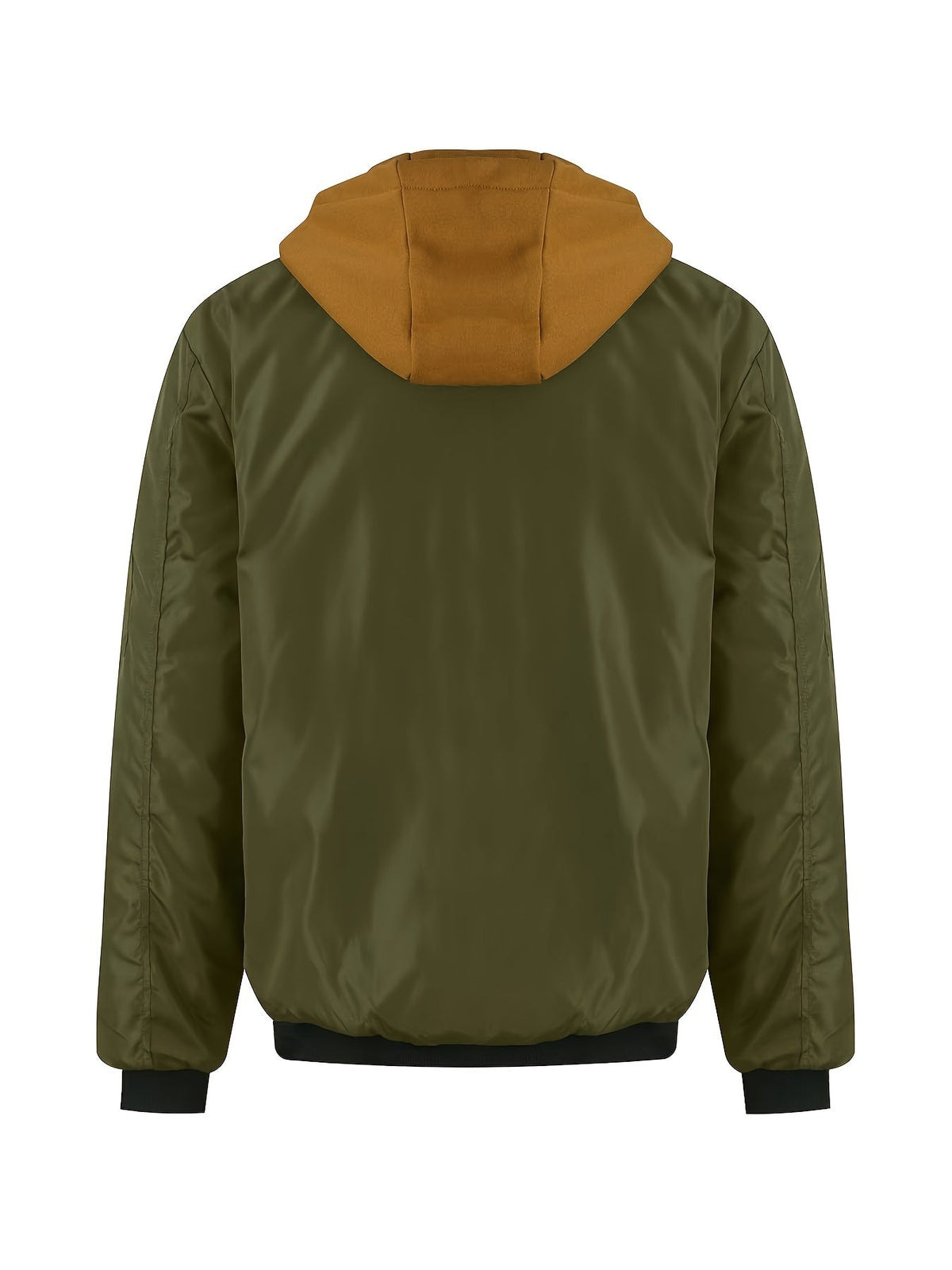 Insulated Hooded Winter Jacket with Adjustable Hood and Full Zipper Ribbed Cuffs