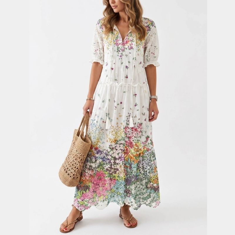 Boho Cover Up Dress, Flowy Casual Dress for Beach Travel and Daily Wear