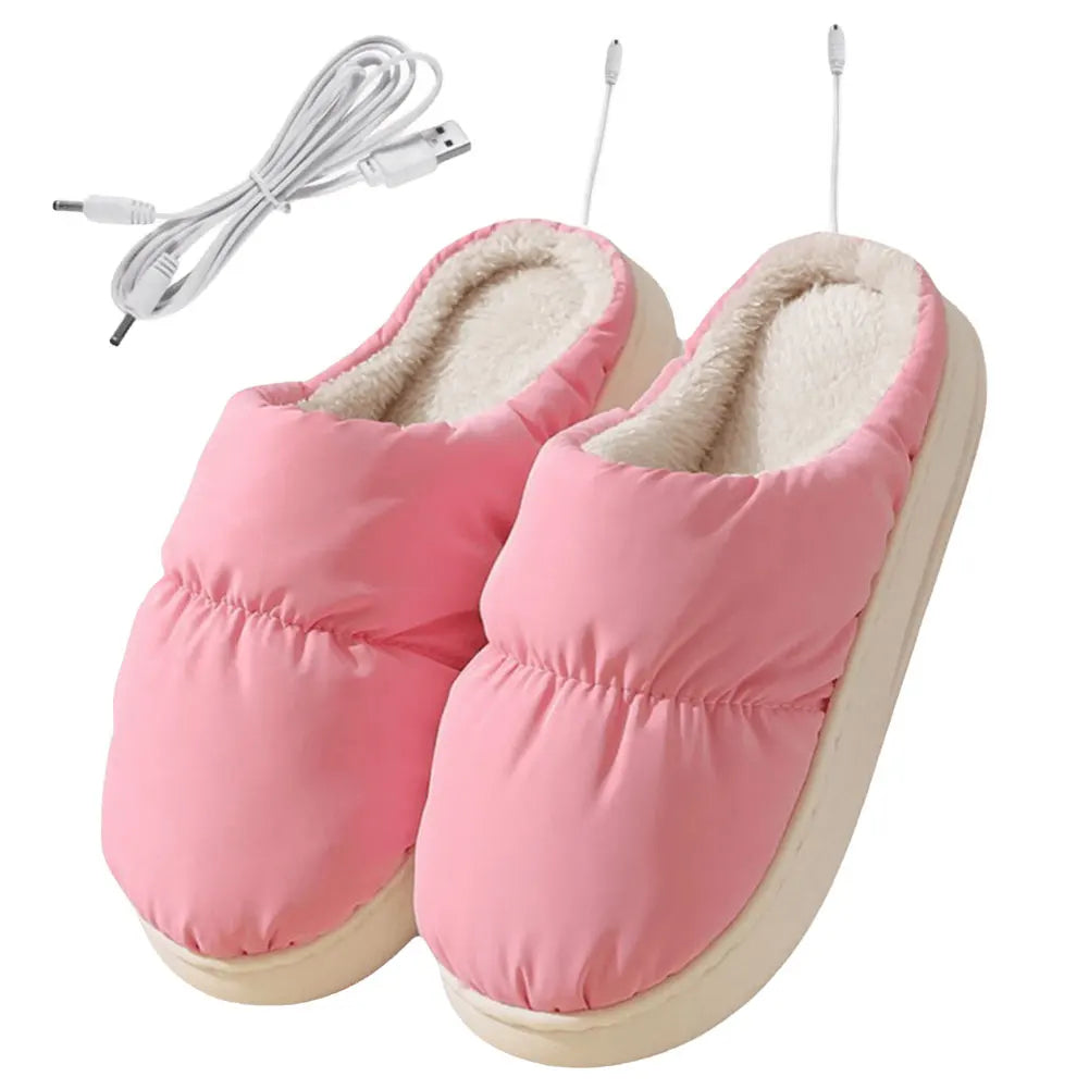 Heated Slippers with USB Power and Plush Lining, One Size Fits All