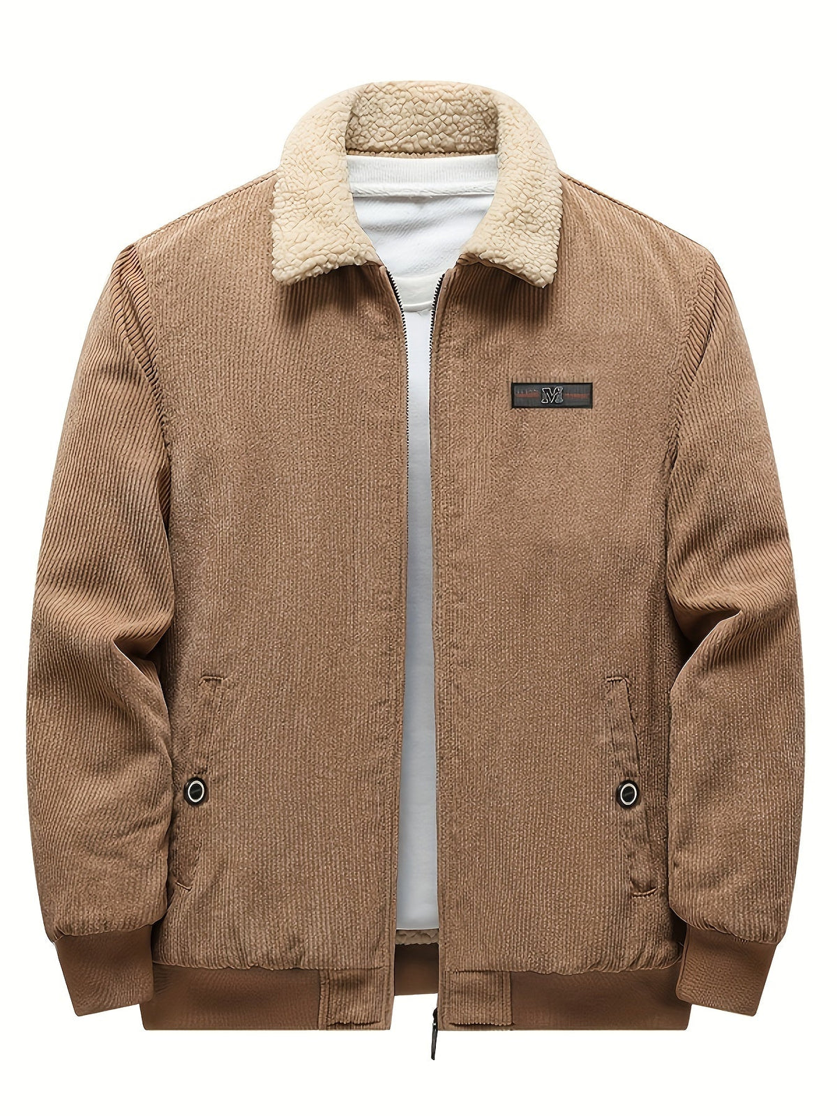 Padded Winter Jacket with Plush Lining and Stand Collar, Relaxed Fit