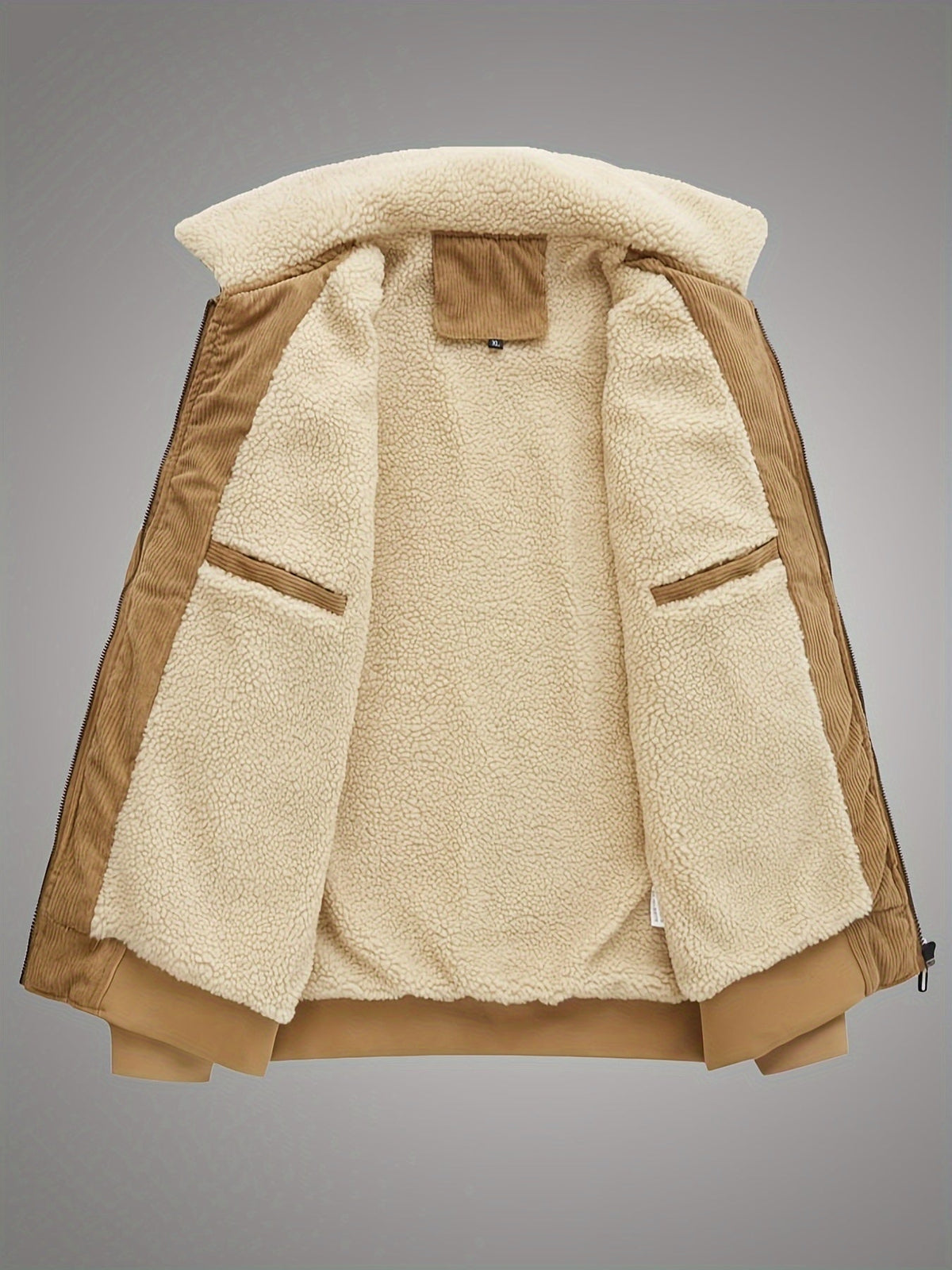 Padded Winter Jacket with Plush Lining and Stand Collar, Relaxed Fit
