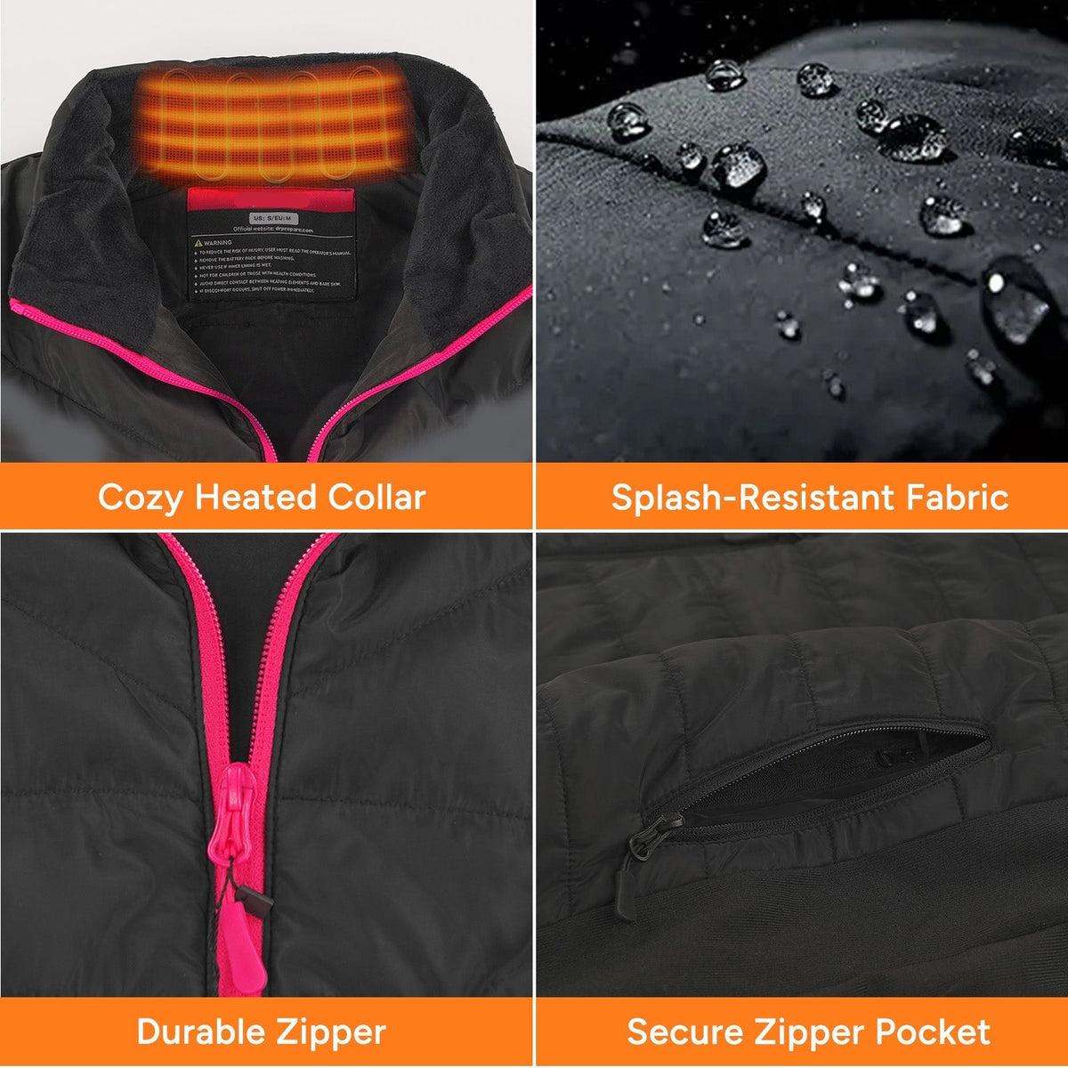Womens Heated Vest with Six Heating Zones and Three Temperature Levels