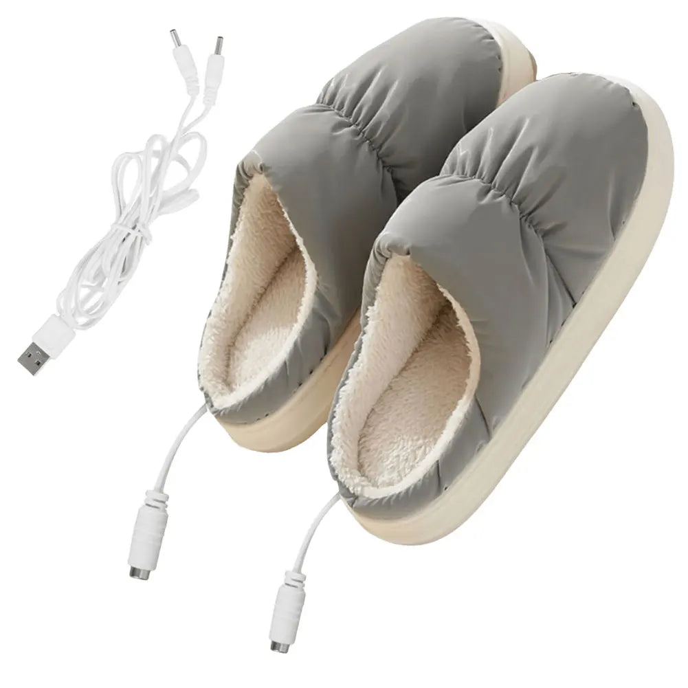 Heated Slippers with USB Power and Plush Lining, One Size Fits All