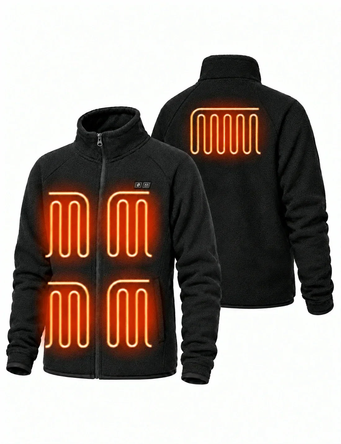 Heated Fleece Jacket with Five Carbon Fiber Zones and Universal Power Bank Charging