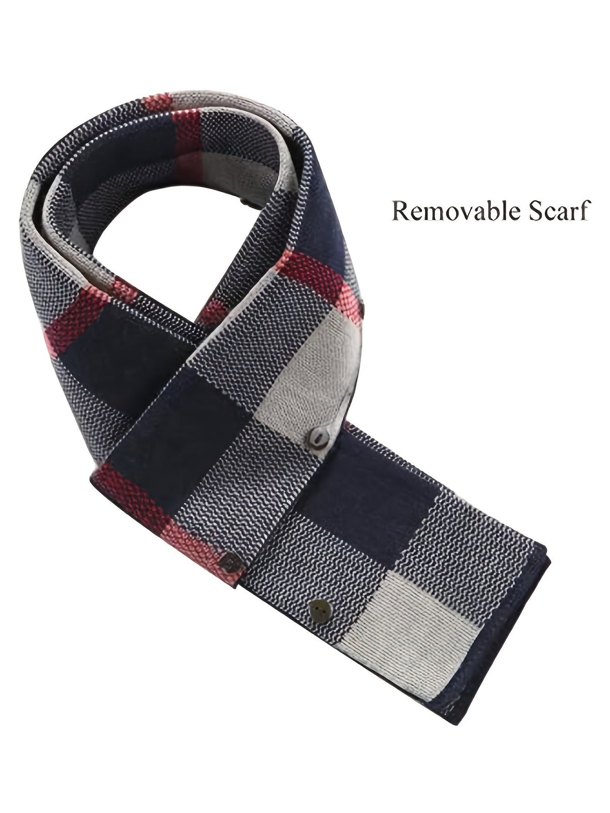 Single-Breasted Overcoat with Lapel Collar and Detachable Scarf