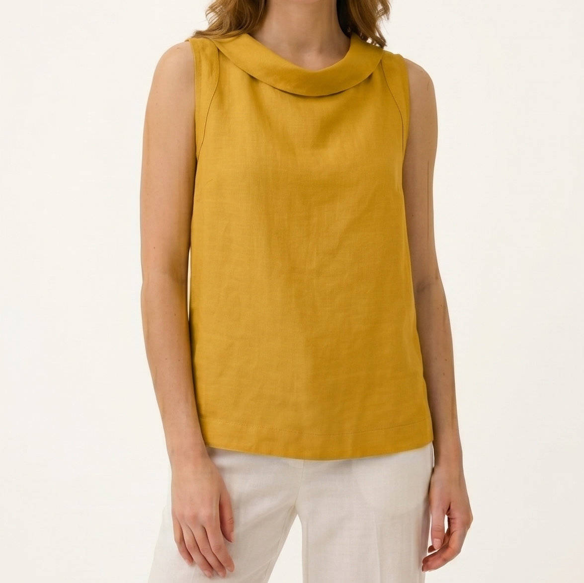 Sleeveless Roll Collar Top, Elegant Casual Women’s Top for Daily Fashion