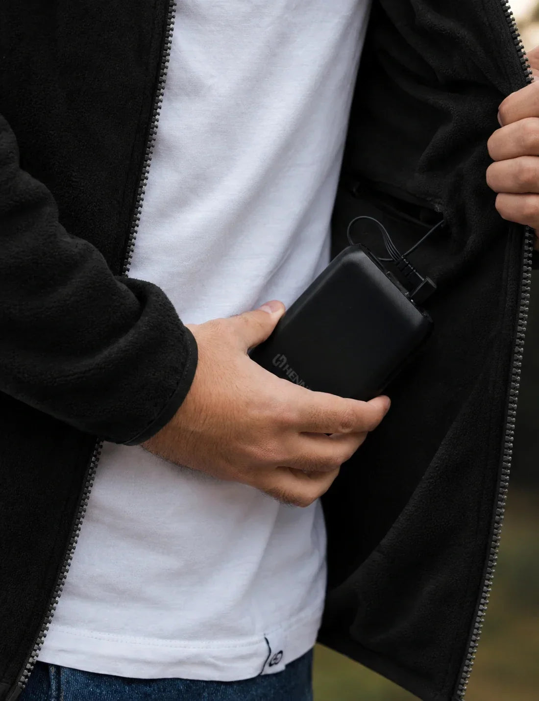 Heated Fleece Jacket with Five Carbon Fiber Zones and Universal Power Bank Charging