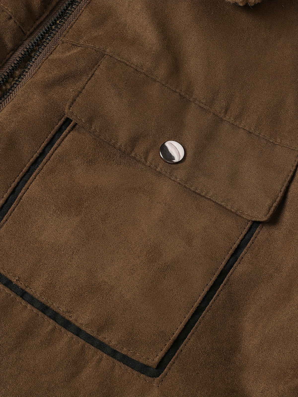 Winter Jacket with Plush Fleece Lining and Full Length Zipper, Structured Collar