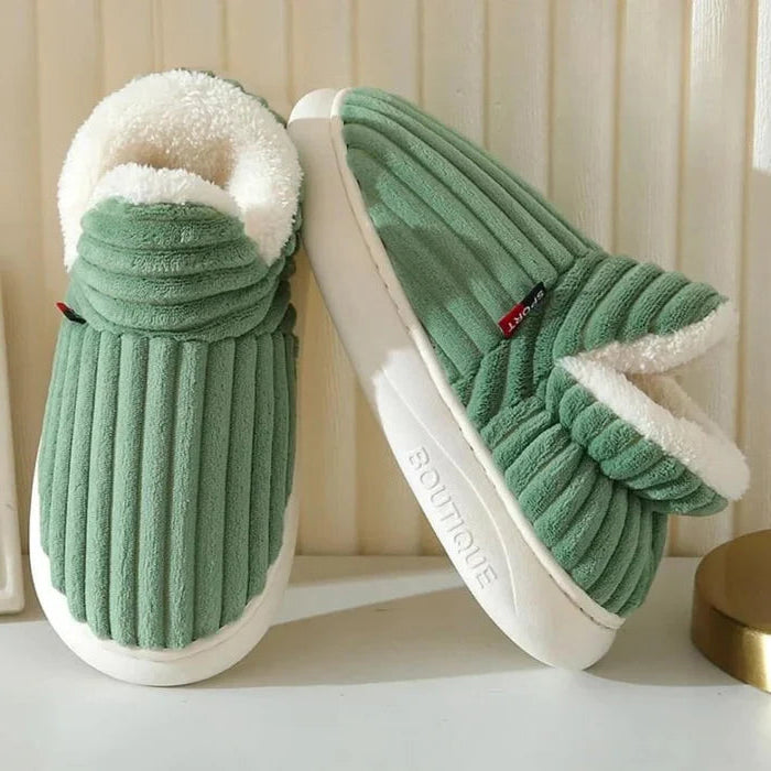 Fleece House Slippers with Non-Slip Base and Ankle Coverage