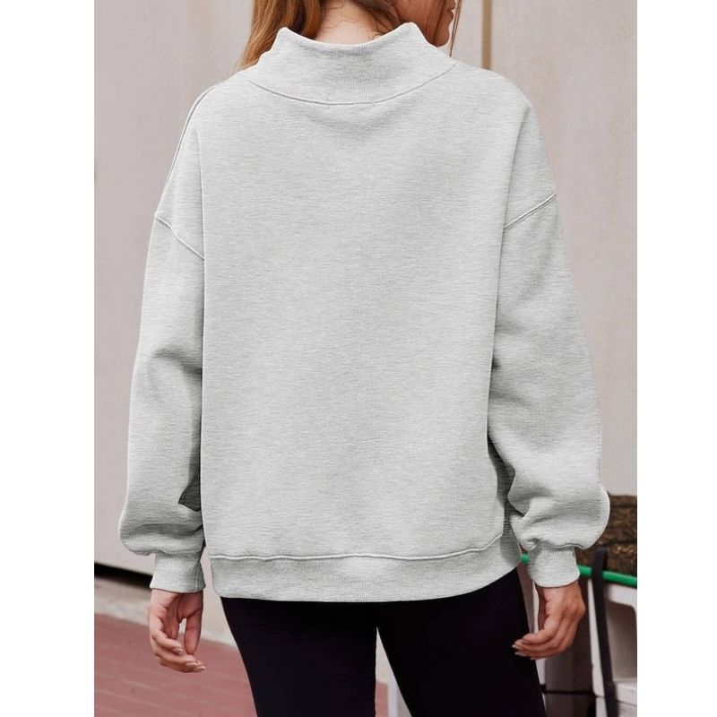 Womens Mock Neck Oversized Fleece Sweatshirt - Soft Long Sleeve Pullover