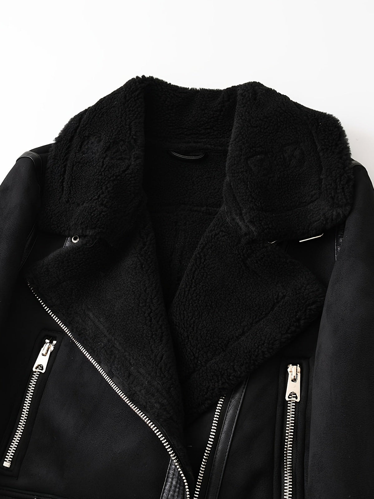 Aviator Jacket with Adjustable Waist Belt and Plush Lined Collar, Zippered Pockets