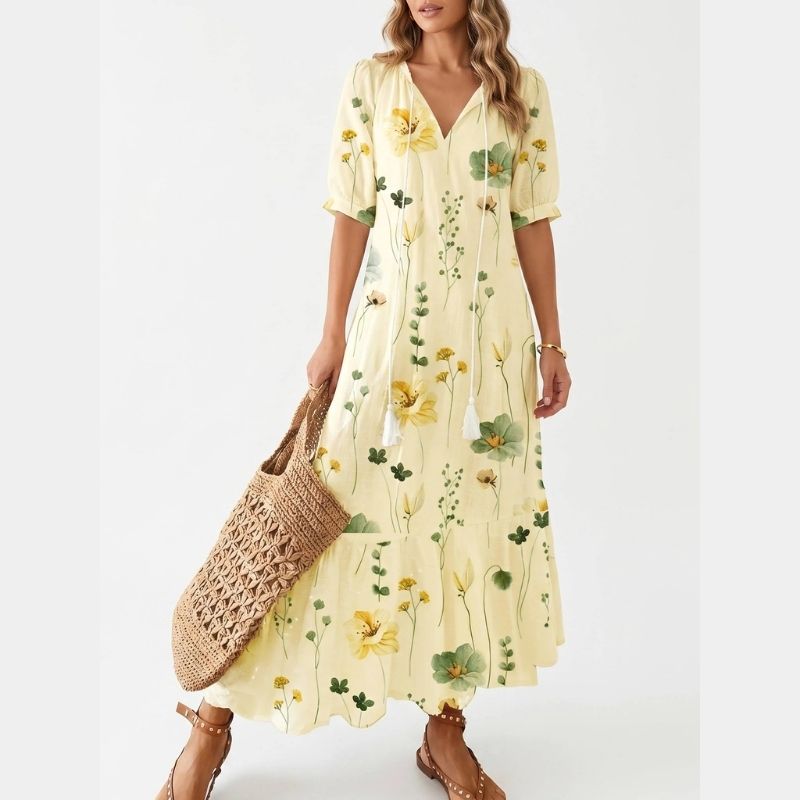 Boho Cover Up Dress, Flowy Casual Dress for Beach Travel and Daily Wear