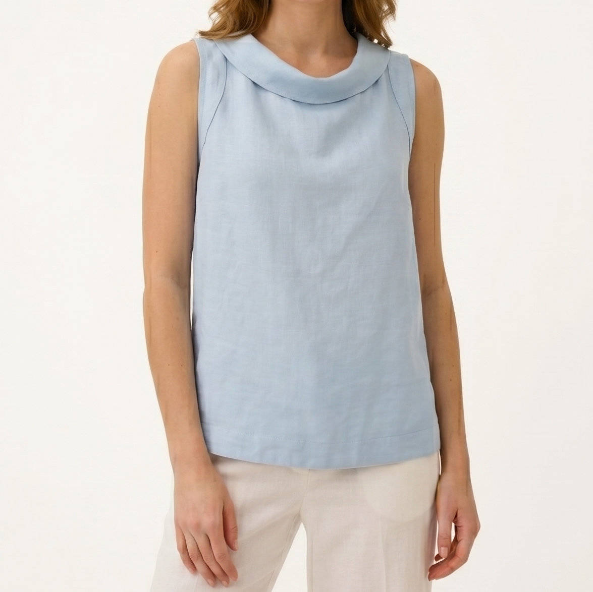Sleeveless Roll Collar Top, Elegant Casual Women’s Top for Daily Fashion