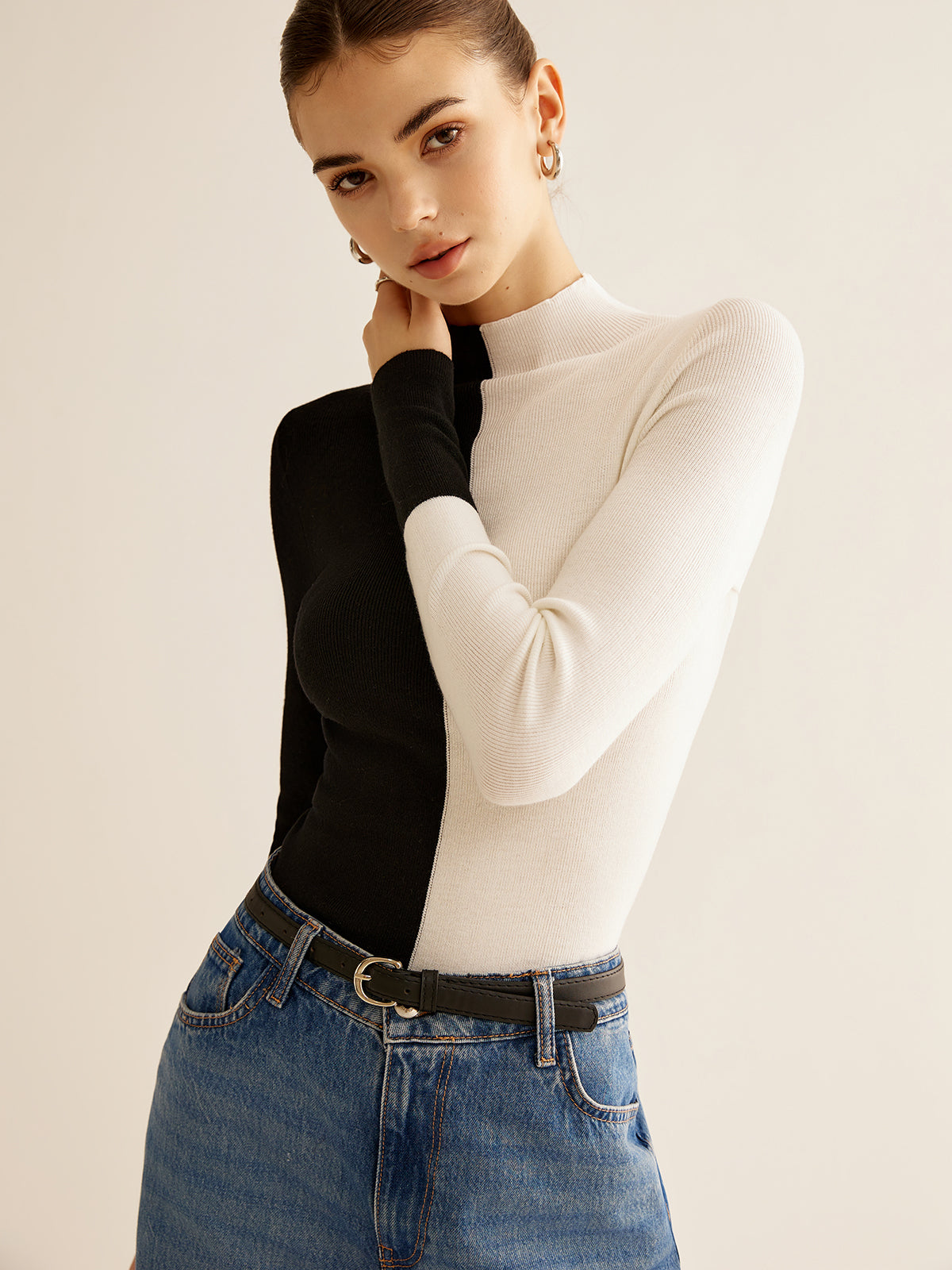 Knit Sweater with Medium Stretch and Shape Retention Blend
