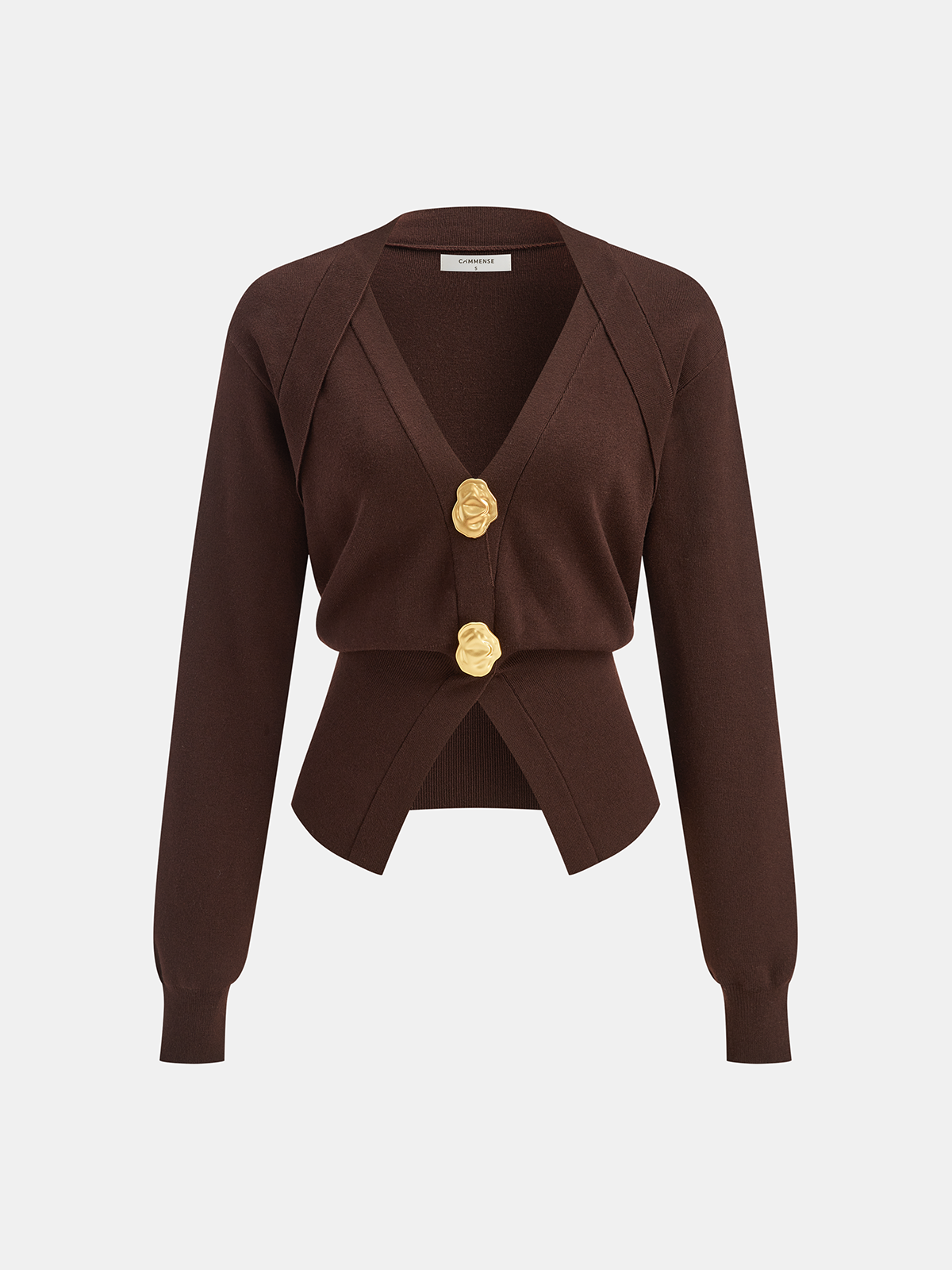 V Neck Knit Cardigan with Medium Stretch and Blended Fiber Construction