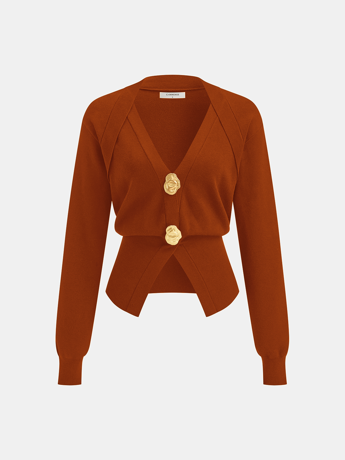V Neck Knit Cardigan with Medium Stretch and Blended Fiber Construction
