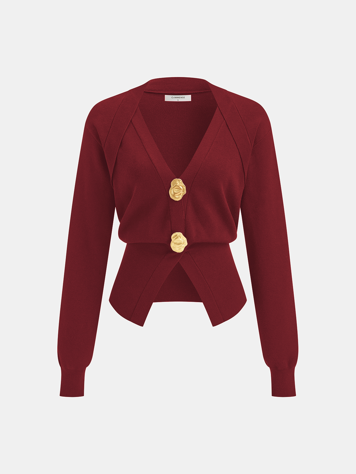 V Neck Knit Cardigan with Medium Stretch and Blended Fiber Construction