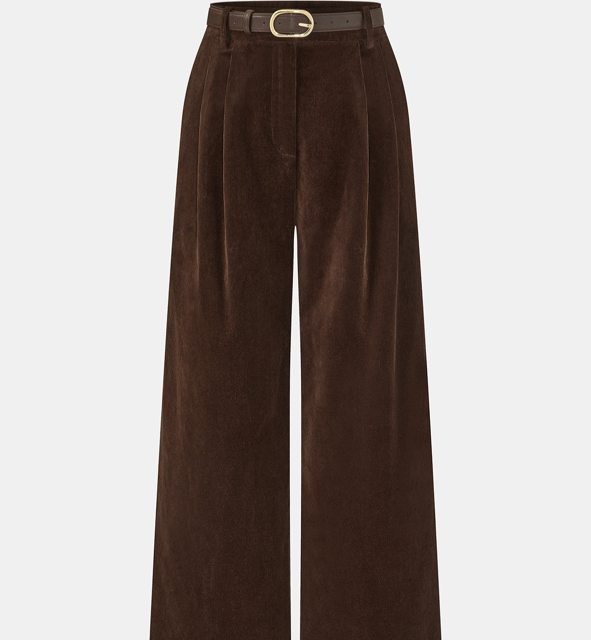 Wide Leg Corduroy Pants with Belted Waist and Lined Construction